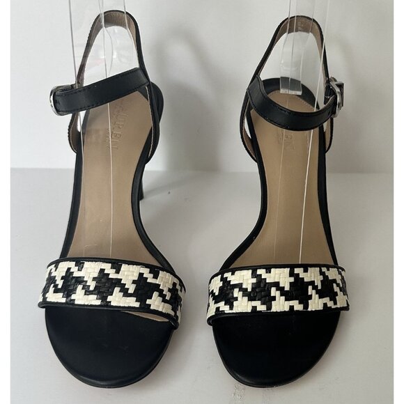 Lauren Ralph Lauren Gwen Houndstooth Black And White Leather Sandal Size 5.5 B - Picture 2 of 7